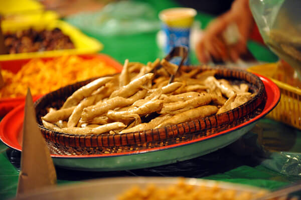 Keropok lekor fish crackers served hot in Terengganu